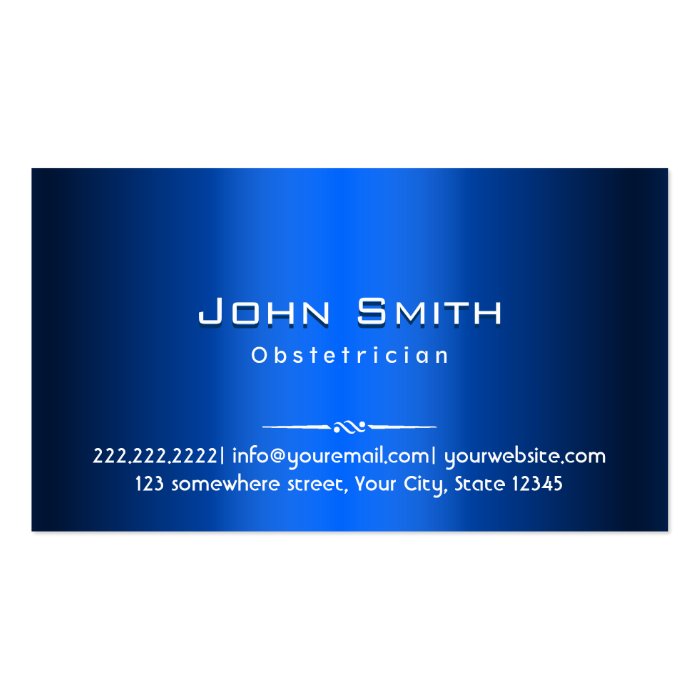 Royal Blue Metal Obstetrician Business Card
