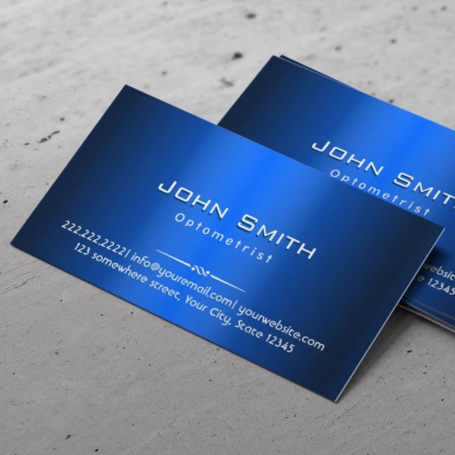 Royal Blue Metal Optometrist Business Card (Creator Uploaded)