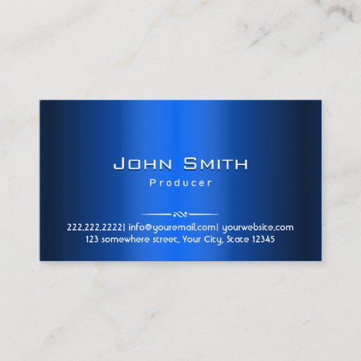 Customizable Royal Blue Metal Producer Business Card