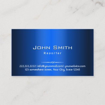 Royal Blue Metal Reporter Business Card by cardfactory at Zazzle