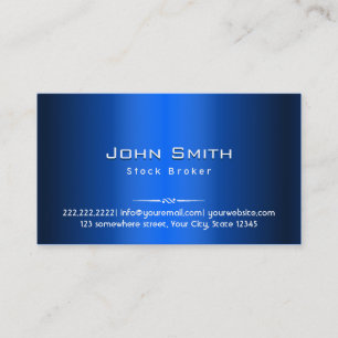 Royal Blue Metal Stock Broker Business Card