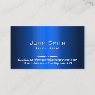 Royal Blue Metal Travel Agent Business Card
