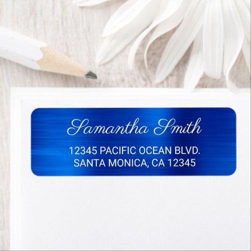 Royal Blue Metallic Brushed Foil Label