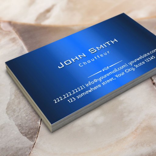 Customizable Royal Blue Metal Chauffeur Business Card