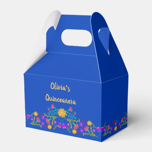 Royal Blue Mexican Fiesta Flowers Personalized Favor Boxes
