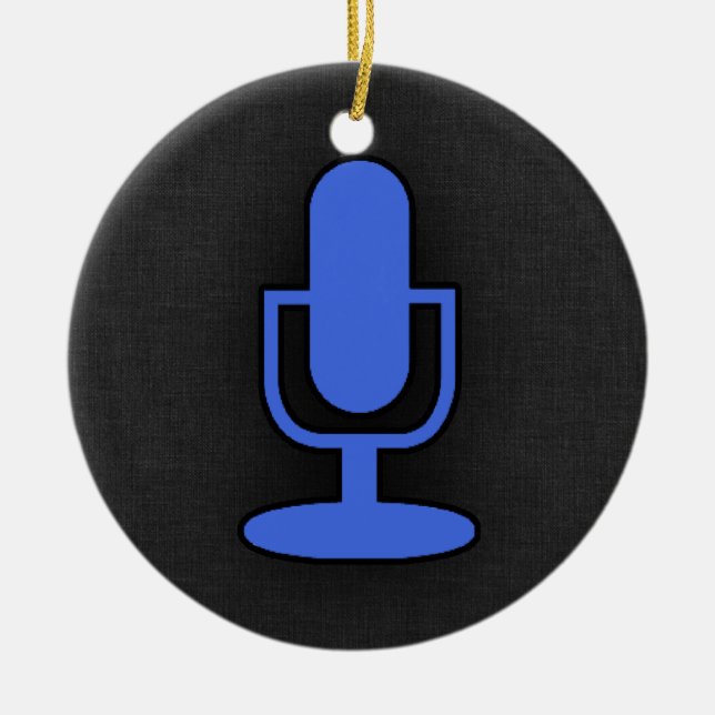 Royal Blue Microphone Ceramic Ornament (Front)