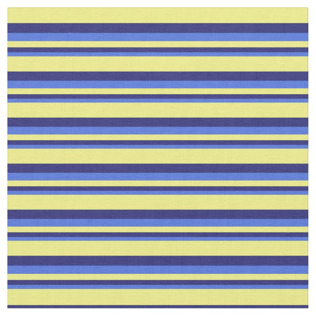 Royal Blue, Midnight Blue & Yellow Pattern Fabric (Close Up)