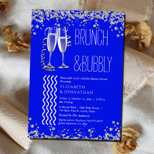 Royal Blue Minimal Brunch And Bubbly  Invitation