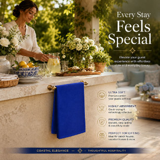Royal Blue Minimalist Guest Towel