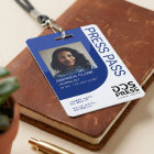 Royal Blue Modern & Minimal Press Pass Photo ID