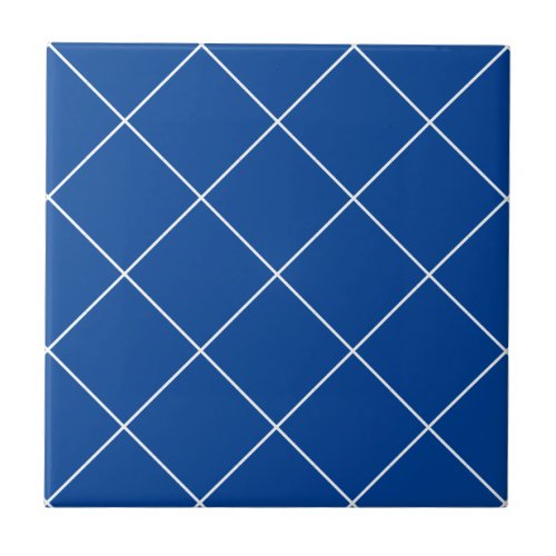 Royal Blue Modern Simple Geometric Diamond Grid Ceramic Tile
