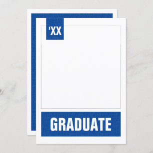 Royal Blue Modern Textured Photo Graduation Invitation