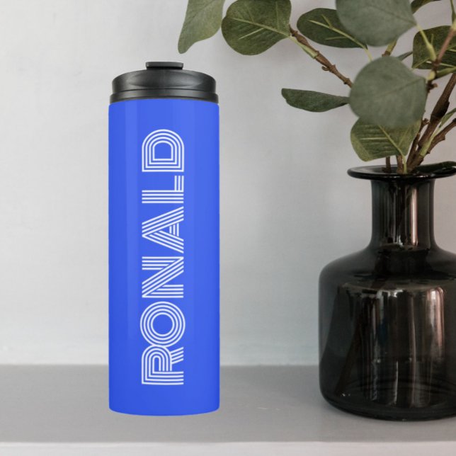 Royal Blue Modern Typography Personalized Thermal Tumbler (In Situ)