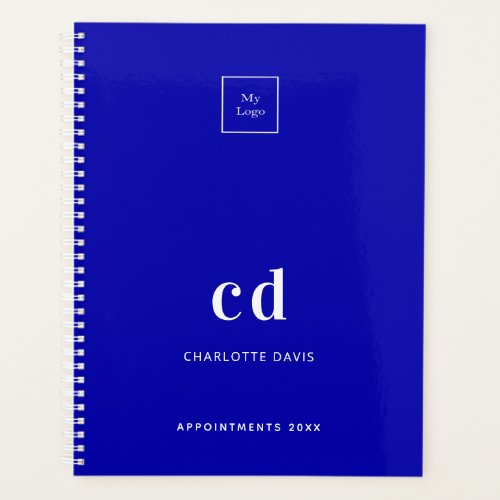 Royal blue monogram business logo 2025 planner