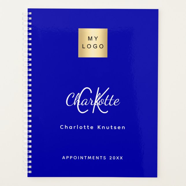 Royal blue monogram business logo 2026 planner (Front)