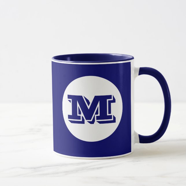 Royal Blue Monogram Custom Printed Coffee Mug (Right)