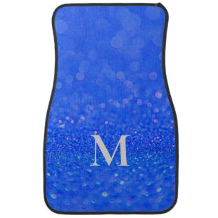 Royal Blue Monogram Faux Glitter Set of Car Mats