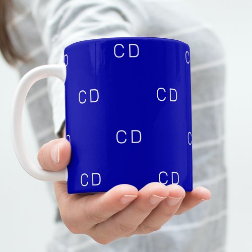 Royal blue monogram initials pattern coffee mug