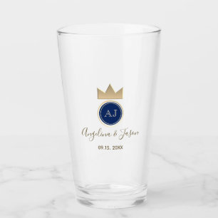 Royal Blue Monogram Wedding Glass