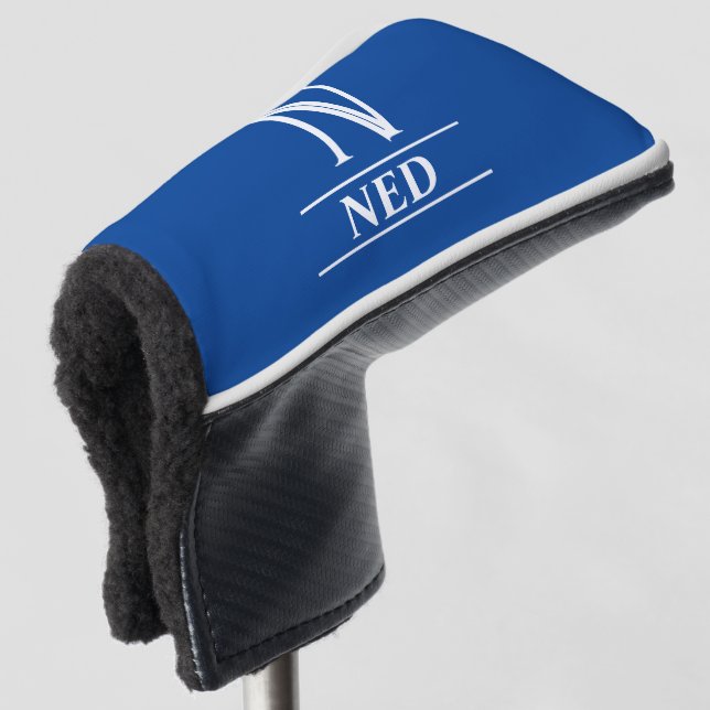 Royal Blue Monogrammed Putter Head Cover (3/4 Front)
