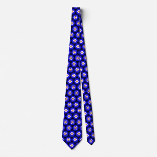 Royal Blue Morning Glory Pretty Floral Pattern Neck Tie