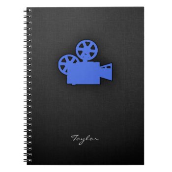 Royal Blue Movie Camera Notebook by ColorStock at Zazzle