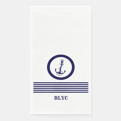 Royal blue nautical boat anchor and stripes  paper guest towels