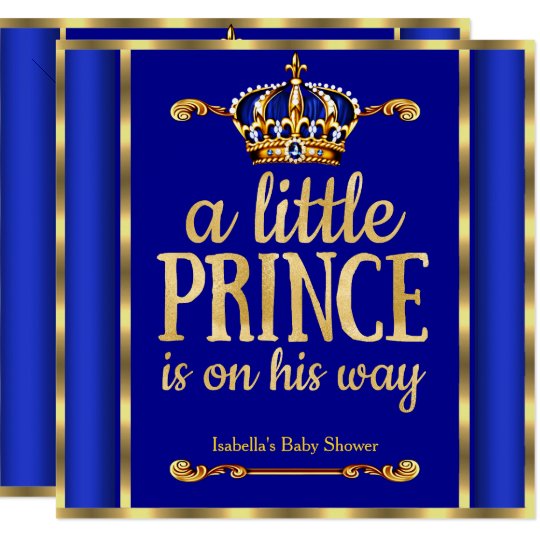 Royal Blue Navy Gold Prince On His Way Baby Shower Invitation