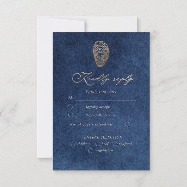 Royal Blue Navy Ocean Wedding Rsvp Response Card (Front)
