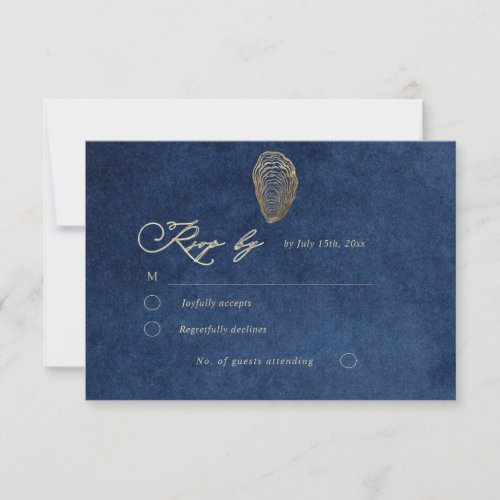 Royal Blue Navy Ocean Wedding Rsvp Response Card