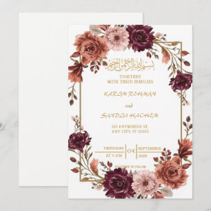 Royal Blue Nikah Islamic Muslim Wedding Invitation