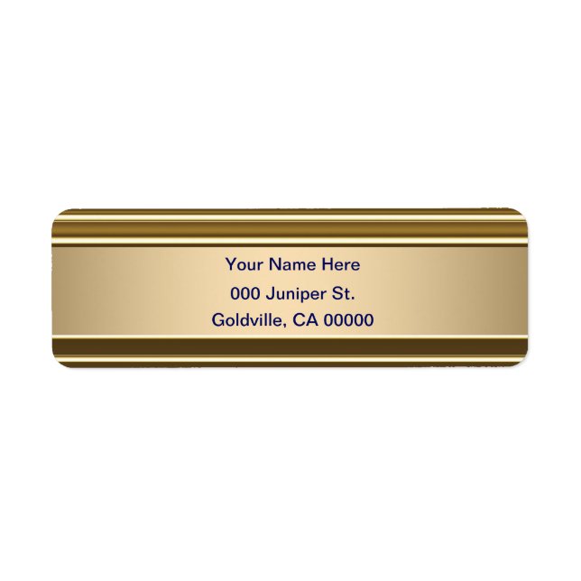 Royal Blue on Gold Shiny Look Label (Front)