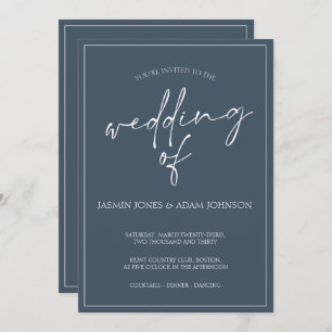 Royal Blue Opulence Script Wedding Invitation