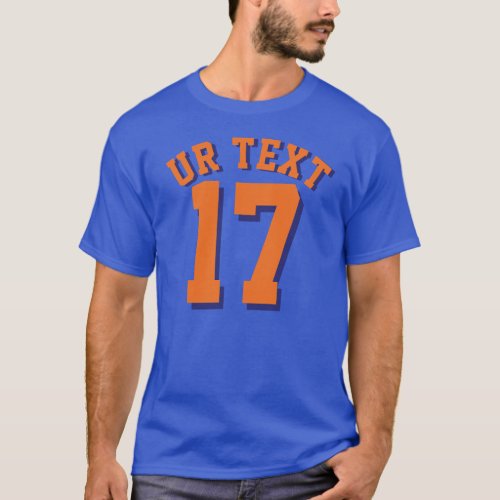 Royal Blue  Orange Adults  Sports Jersey Design T_Shirt