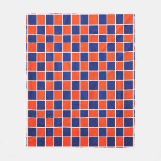 Royal Blue & Orange Checkered Fleece Blanket