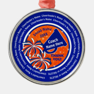 Royal Blue, Orange Cheer Coach Christmas Ornaments
