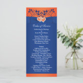Royal Blue, Orange Floral, Hearts Wedding Program (Standing Front)