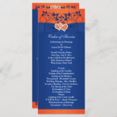 Royal Blue, Orange Floral, Hearts Wedding Program (Front/Back)