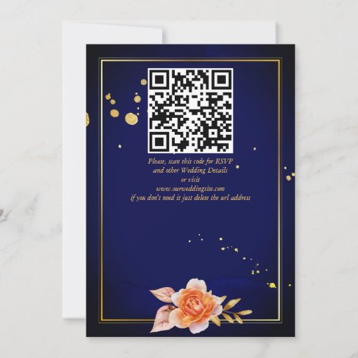 Royal blue orange yellow flowers fall wedding invitation Zazzle