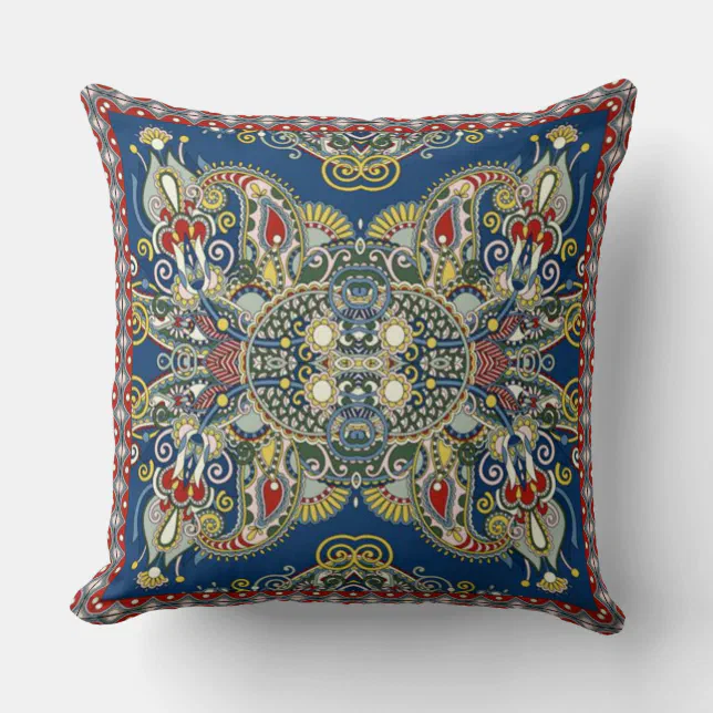 Royal Blue Oriental Design Throw Pillow Zazzle