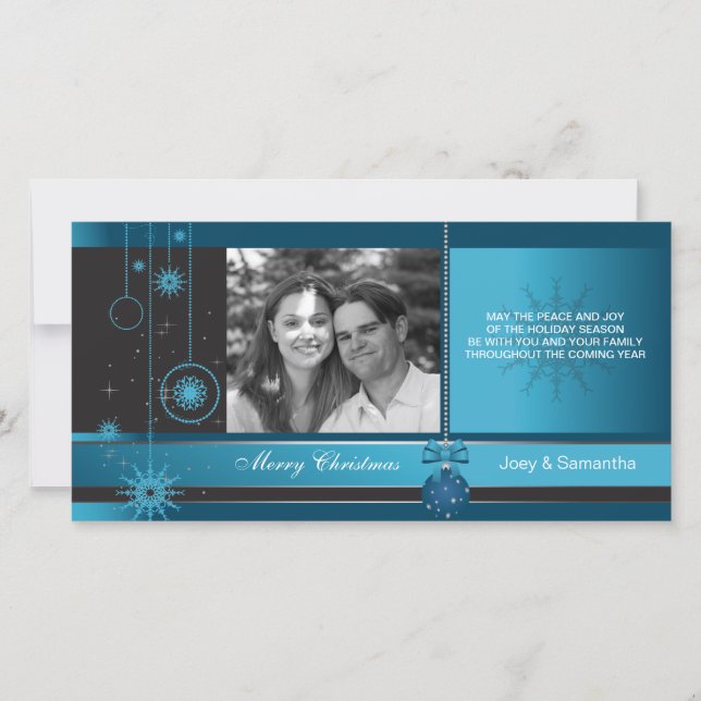 Royal - Blue ornament christmas holiday photocard (Front)