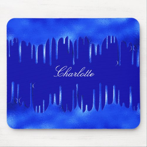 Royal blue paint dripping name script mouse pad