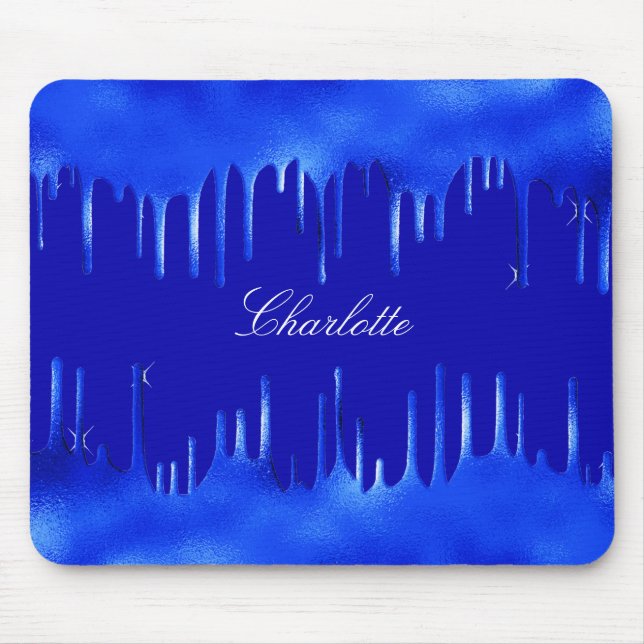Royal blue paint dripping name script mouse pad (Front)