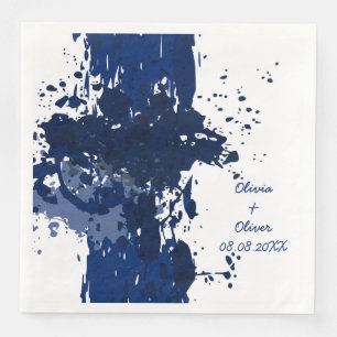 Royal-Blue Paint Splatter Paper Dinner Napkins