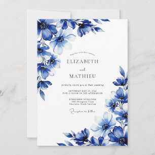 Royal Blue Painterly Wedding Invitation