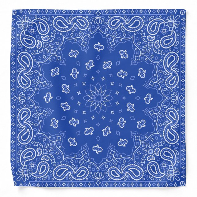 Royal Blue Paisley Pattern Bandana (Front)