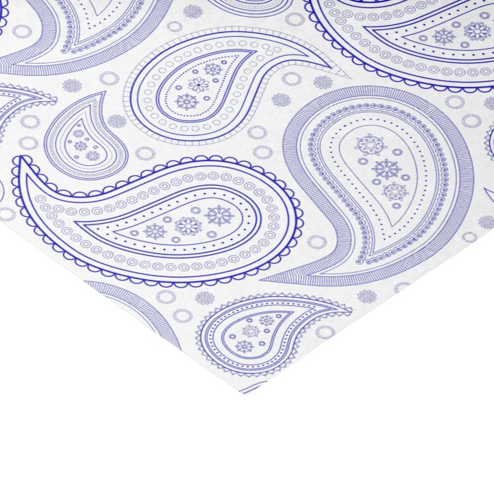 Paisley Royal Blue on White Tissue Paper