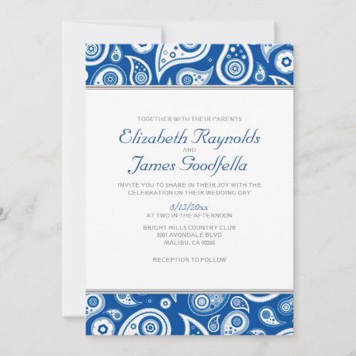 Royal Blue Paisley Wedding Invitations