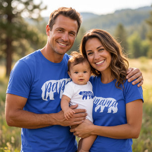 Royal Blue Papa Bear Matching Family T-Shirt