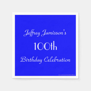 Royal Blue Paper Napkins, 100th Birthday Party Napkins
